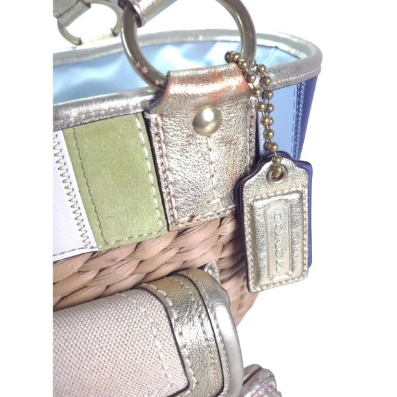 Vintage COACH Legacy Multicolor Straw Basket and gold Turnlock Wallet Set - Picture 11 of 14